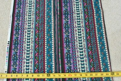 By 1/2 Yd, Pink Blue Lavender Metallic-Gold Striped Quilt Cotton, Springs, P5982 - Image 1 of 4