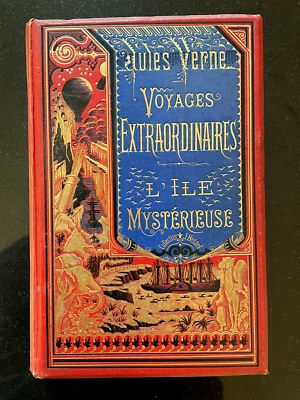 L'ÎLE MYSTÉRIEUSE - JULES VERNE - CARTONNAGE HETZEL À LA  BANNIÈRE 1882/83 - Photo 1/4