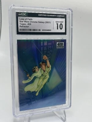 Leap of Faith 2021 Topps Chrome Star Wars Galaxy Refractor Card #28 CGC 10 - Image 1 of 2