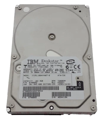 Festplatte für PC IBM 102Gb IC35L120AVVA07-0 2MB 7200Rpm ATA 3,5" Zoll - Bild 1 von 3