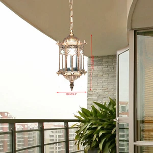 E27 Waterproof Outdoor Hanging Light Fixture Exterior Wall Lantern Pendant Lamp] - Picture 1 of 15