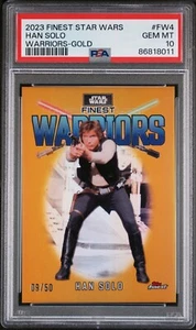 2023 Topps Finest Star Wars Han Solo /50 Warriors-Gold #FW4 PSA 10 GEM MINT - Picture 1 of 2