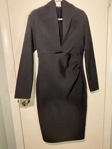 Shop Michella’s bodycon dress deep v neck long sleeve black large NWT - Picture 1 of 10