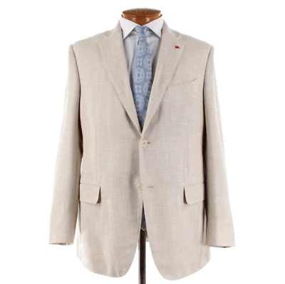 Abrigo deportivo Isaia nuevo con etiquetas algodón/lino/seda talla 54R (44R EE. UU.) en beige liso Foto 1 de 4