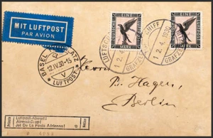 Alemania. Aéreo. SOBRE Yvert 32(2). 1930. 1 m negro y rosa, dos sellos. Graf Ze - Imagen 1 de 2