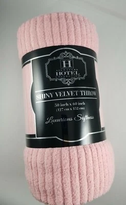 NEW Velvet Throw Blanket Hotel Collection 50" x 60" Pink Luxury {MSRP $14.99} - Image 1 of 3