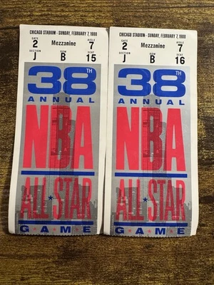 38th Annual NBA All Star Game Ticket Stubs from February 7, 1988 Jordan MVP - Image 1 of 2