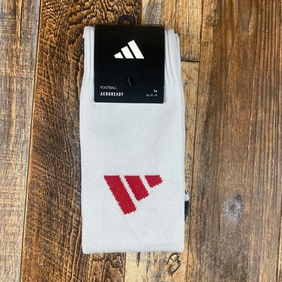 Adidas Men's Small White Red Polyester Cotton Elastane Aeroready Soccer 23 Socks - Image 1 of 4