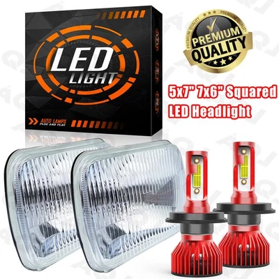 Pair Clear 5x7" 7x6" LED Headlights Hi/Lo DRL For Chrysler Cordoba 1980-1983 Foto 1 de 4