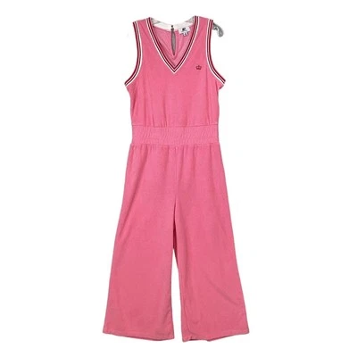 Juicy By Juicy Couture Y2K Crop Wide Leg Terry Cloth Jumpsuit Size M V Neck Pink - Image 1 of 4