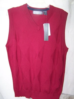 Chaleco De Colección Oscar De La Renta Para Hombre Rojo Mediano Nuevo Con Etiquetas Navidad Algodón Foto 1 de 4