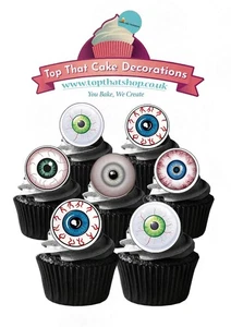 Cake Toppers Halloween Gruesome EYEBALLS 24 Precut Edible Wafer Paper Decoration - Picture 1 of 9