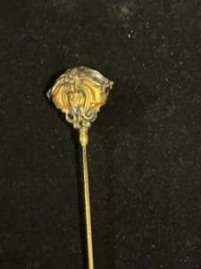Antike französische Bronze Katze Hutnadel Jugendstil Ägyptische Wiederbelebung Hutnadel 10,5"L - Bild 1 von 3