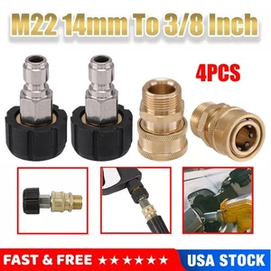 Juego de 4 adaptadores de lavadora a presión M22 14 mm a 3/8 pulgadas conexión rápida hembra macho - Imagen 1 de 13