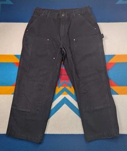 Carhartt Double Knee Front Denim Jeans Pants 35x26 Workwear B136 BLK Vintage - Picture 1 of 5
