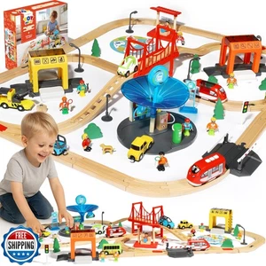 TOY Life Wooden Train Set for Toddlers 2-4, 119PCS City Train Toy - Picture 1 of 5