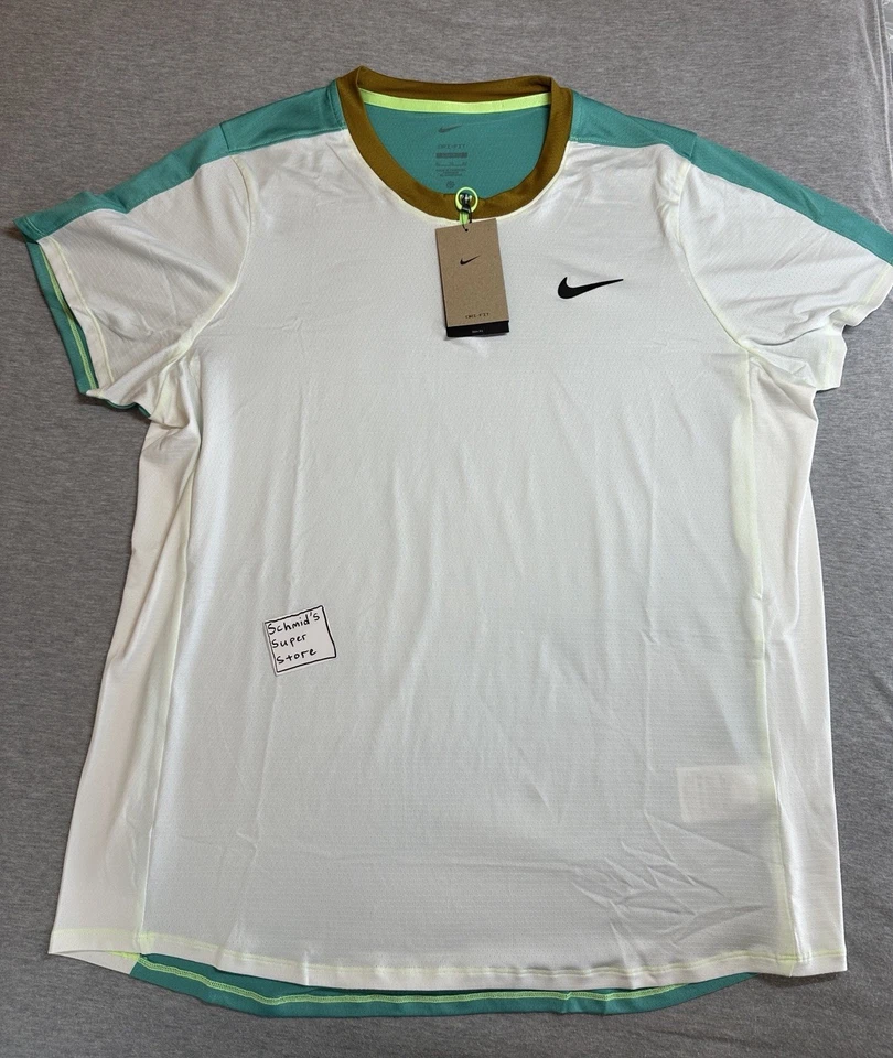 Nike Court Men's XL Tall 1/4 Zip Tennis Shirt Teal White Slim DR6510-101 - READ