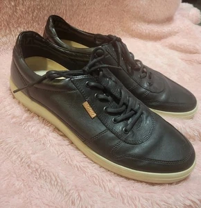 ECCO SOFT 7 Danish Design Size 13/14 US 47 EUR Black Leather Retro Extra Width!  - Picture 1 of 23