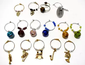 Charms Wine Glass Musical Instruments Round Beads Floral Cork-Screw Set of 15 - Picture 1 of 10