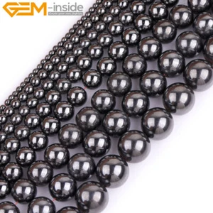 Natural Magnetic Black Hematite Ball Healing Round Beads Jewelry 15" Necklace - Picture 1 of 50