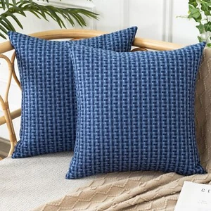UGASA Outdoor Waterproof Pillow Covers Pack of 2 Weaving Texture Water Resist... - Picture 1 of 9