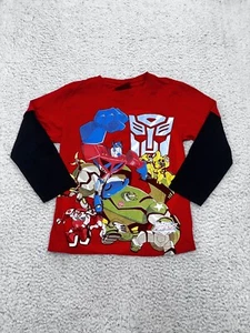 Boys Red Black Transformers Animated Series Long Sleeve Crew Neck Shirt 10/12 - Picture 1 of 6