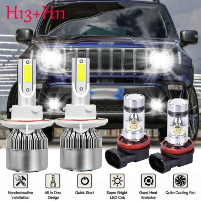 For Jeep Renegade 2015-2020 - 4x LED Headlight Hi/Lo + Fog Light Bulbs Combo Kit - Image 1 of 4