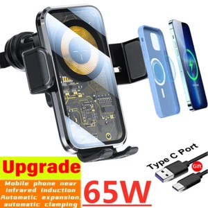 Fast Wireless Car Charger Automatic Clamping Mount Air Vent Phone Holder -US - Picture 1 of 22