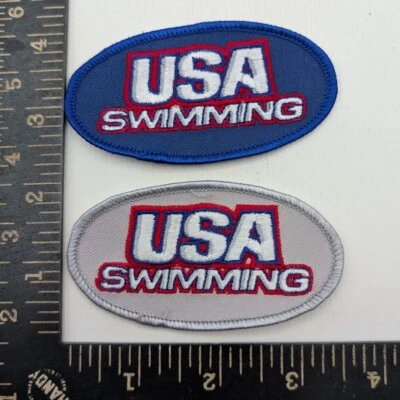 Lote de 2 Parches de Natación EE. UU. Azul y Gris Ovalados Coser Foto 1 de 2