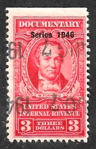 U. S. Revenue ~ Scott R450 ~ Series of 1946 ~ $3 red ~ DOCUMENTARY ~ - Picture 1 of 1