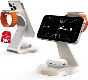 3 in 1 Charging Station for Apple Devices,Mag-Safe Charger Stand Fast Charging,W - Picture 1 of 12