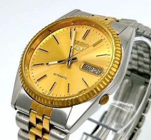 SEIKO 5 7009-3110 Automatic Gold Dial Day/Date Mens Watch From japan - Picture 1 of 13