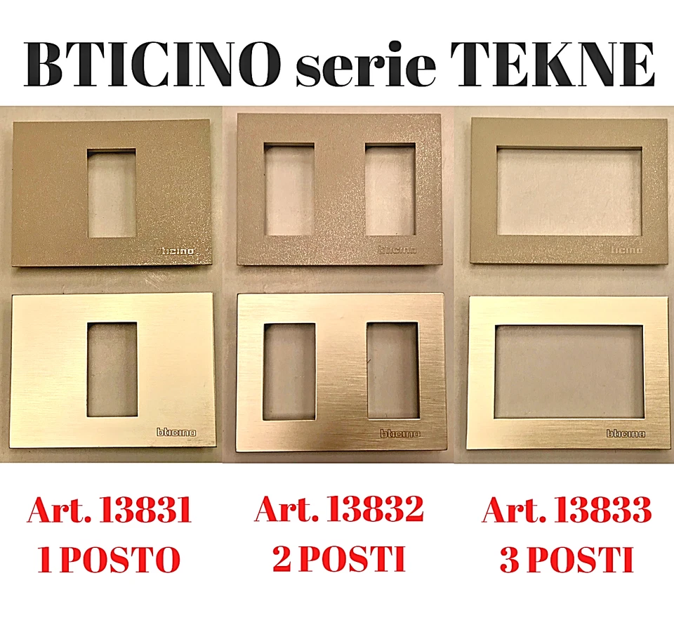 PLACCHETTA BTICINO TEKNE 1 2 3 POSTI BRONZO O SABBIA 13831 13832 13833 PLACCA