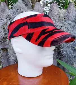 Goorin Bros Red And Black Zebra Visor One Size Fits All Faux fur fabric NEW - Picture 1 of 6
