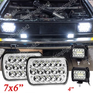 Fit VW Rabbit 1979-1984 Pickup 80-83 7x6" LED Headlights +4"inch LED WORK LIGHTS - Picture 1 of 24
