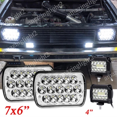 Fit VW Rabbit 1979-1984 Pickup 80-83 7x6" LED Headlights +4"inch LED WORK LIGHTS - Image 1 of 4