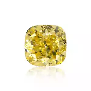 0.33 Carat Fancy Intense Yellow Natural Diamond Loose Cushion Modified Brilliant - Picture 1 of 6