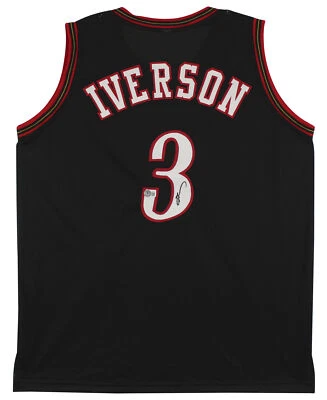 Allen Iverson Authentic Signed Black Pro Style Jersey Autographed BAS - Image 1 of 3