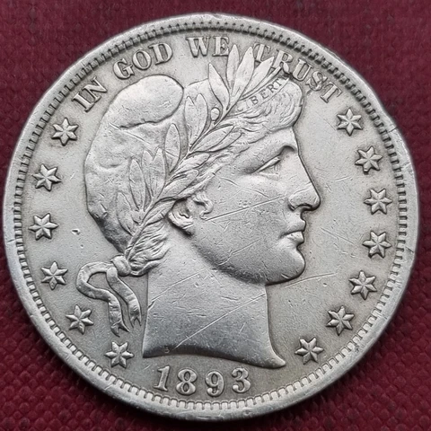 1893 Barber Half Dollar 50c High Grade AU - UNC Details #60206 Cover