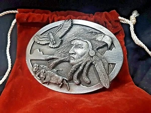 Arroyo Grande 1989 hebilla de cinturón nativo americano con bolsa original y numerada - Imagen 1 de 5