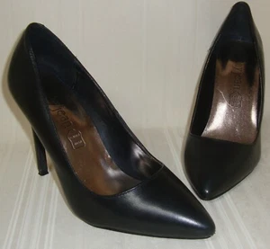 Cathy Jean Black Leather Pointy Toe Heel Pumps Size US 7.5 , Used No Box  - Picture 1 of 7