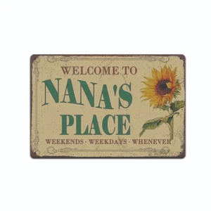 Nanas Platz Vintage Stil Schild mit Sonnenblume Oma Oma Willkommen Geschenk - Bild 1 von 6