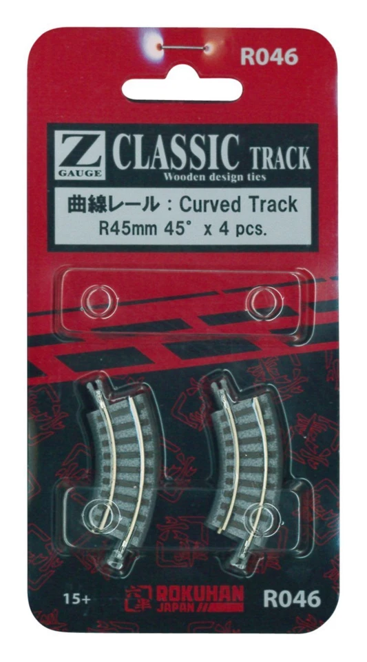 Rokuhan R046 R45mm 45º Curved Track 4 pcs 1/220 Z Scale New Japan - Image 1 of 1