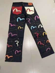 Evisu Multi Pocket Jeans 32 Suit waist 78cm Limited Edition Blue  New rare - Picture 1 of 18