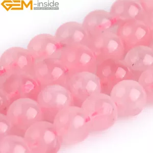 Madagascar Natural Pink Rose Quartz Gemstone Round Beads For Jewellery Making UK - Picture 1 of 35