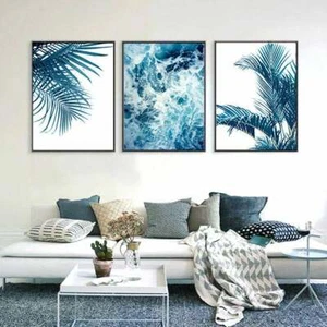 Set of 3 Sky Tortoise Palm Trees Beach Art Prints. Great Coastal Living Decor - Picture 1 of 6