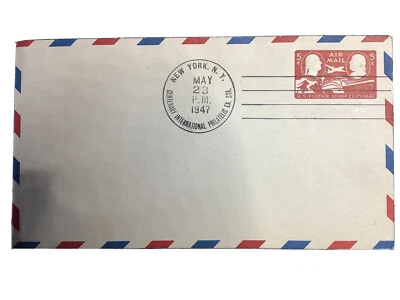 1947 Postal Cover Centenary International Philatelic Expo NY 5c Air Mail Stamp  - Image 1 of 4