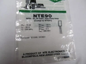 NTE90 NPN Silicon Transistor High gain general purpose amp ECG90 SK3931 NOS - Picture 1 of 1