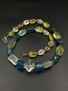 Antiques crystal necklace made from  beautiful crystals and aqua and Glass bead 