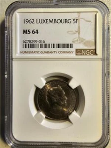 Luxembourg 5 Francs 1962 NGC MS 65 - Picture 1 of 2